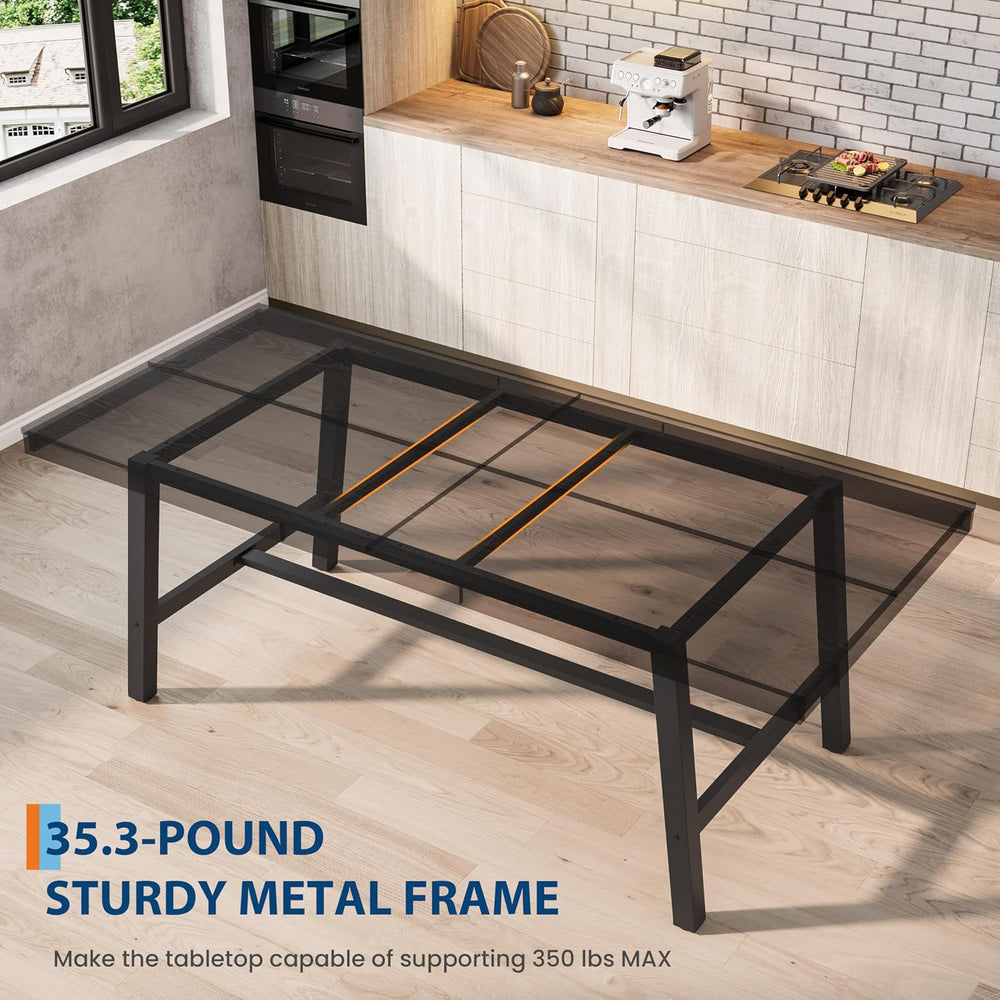 Garvee Industrial Dining Table for 6-8, 78.74" Extra Long Rectangular Ki...