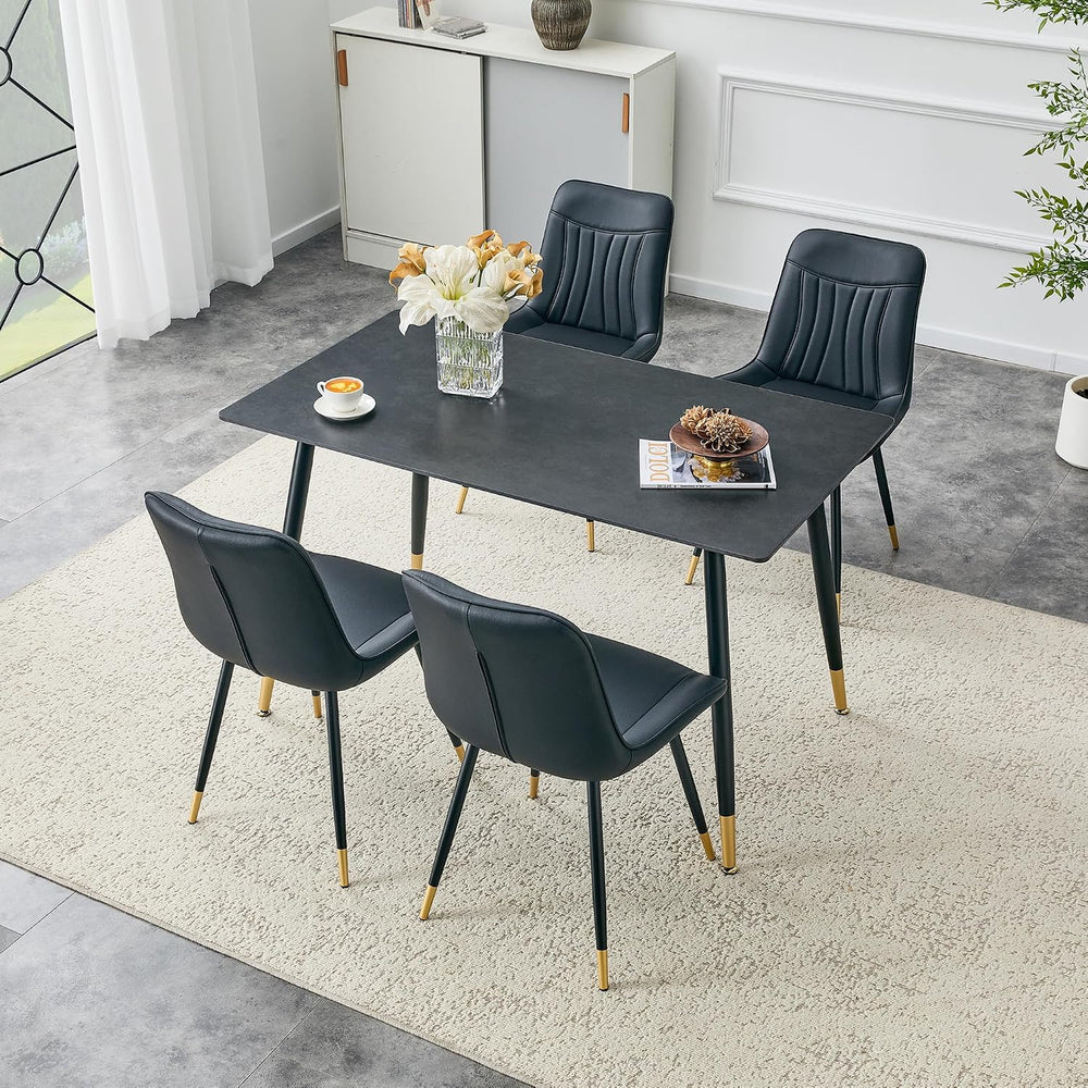 50 inch Sintered Stone Dining Table for 4, Modern Minimalist Kitchen Table wi...
