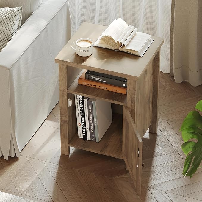 ChooChoo Farmhouse Nightstands Set of 2, Rustic Vintage End Side Table with S...