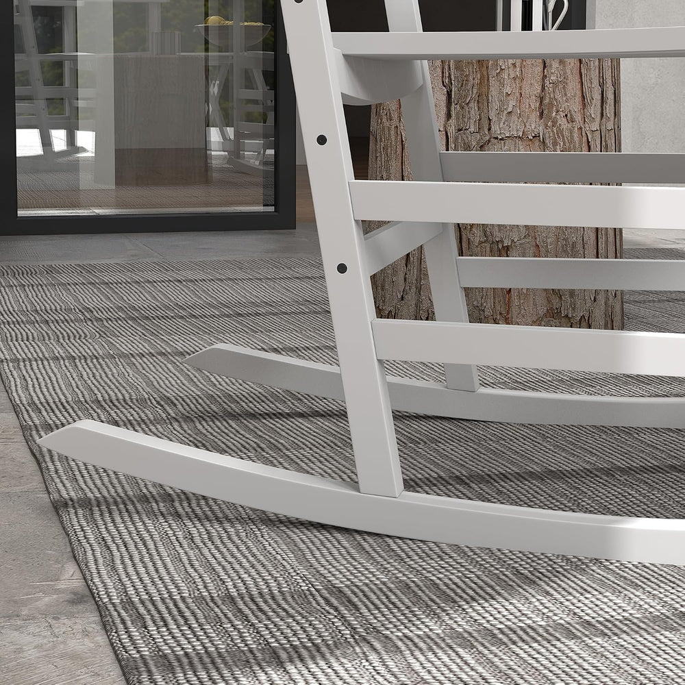 Outsunny Outdoor Rocking Chair Set of 2 with Side Table for Patio White