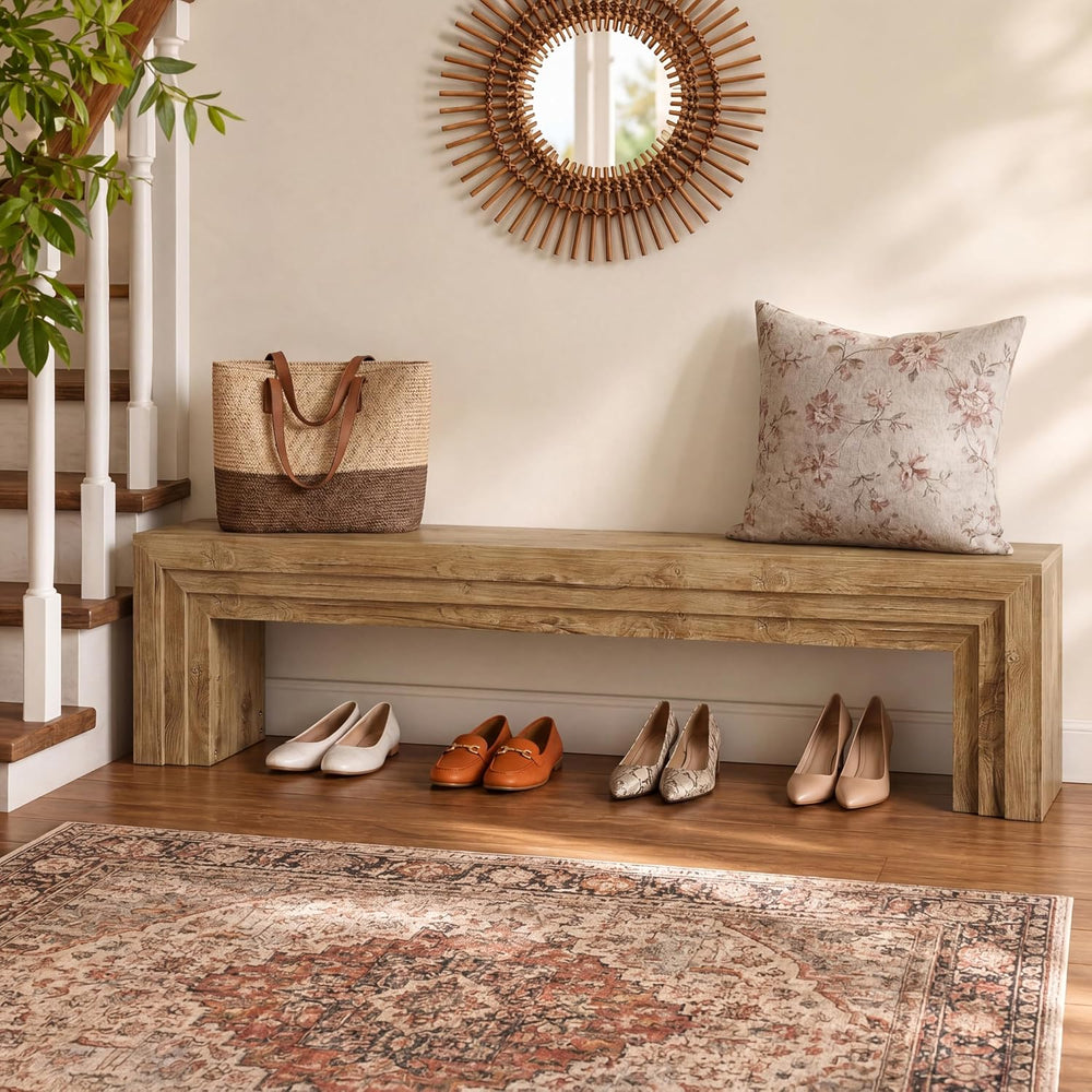 Tribesigns 71'' Extra Long Shoe Storage Bench,Mid-Century Modern Entr...