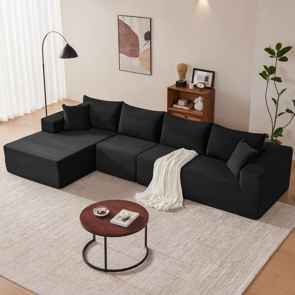 Mangodan 140” Cloud Sectional Couch, Modular Sectional Sofa with Deep Seat, B...