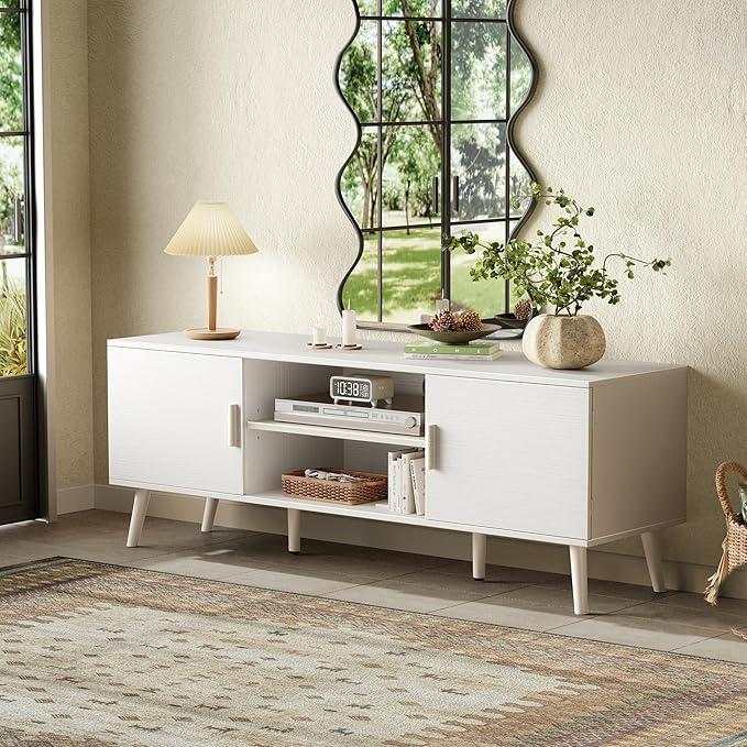 SUPERJARE TV Stand for 55 Inch TV, Entertainment Center with Adjustable Shelf...