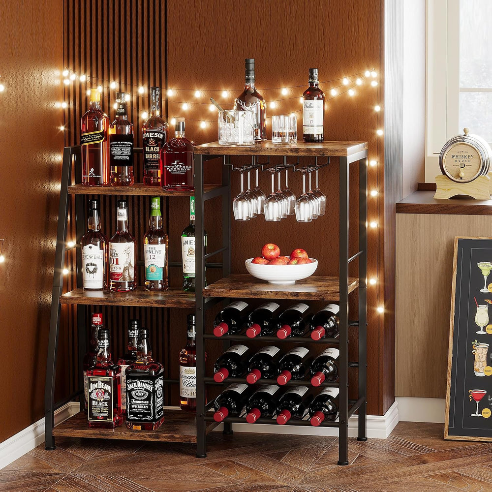 Homeiju Liquor Cabinet Bar for Home Bar, 3 Tier Wine Rack Freestanding Floor ...