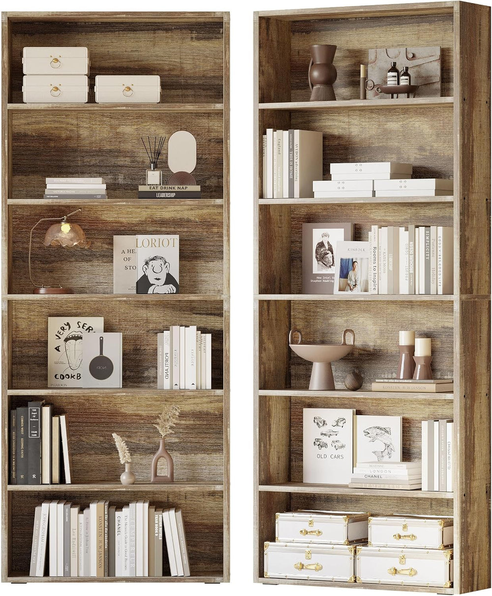 IRONCK Bookshelf and Bookcases 70" Tall, 6 Tiers Display Storage Shelves