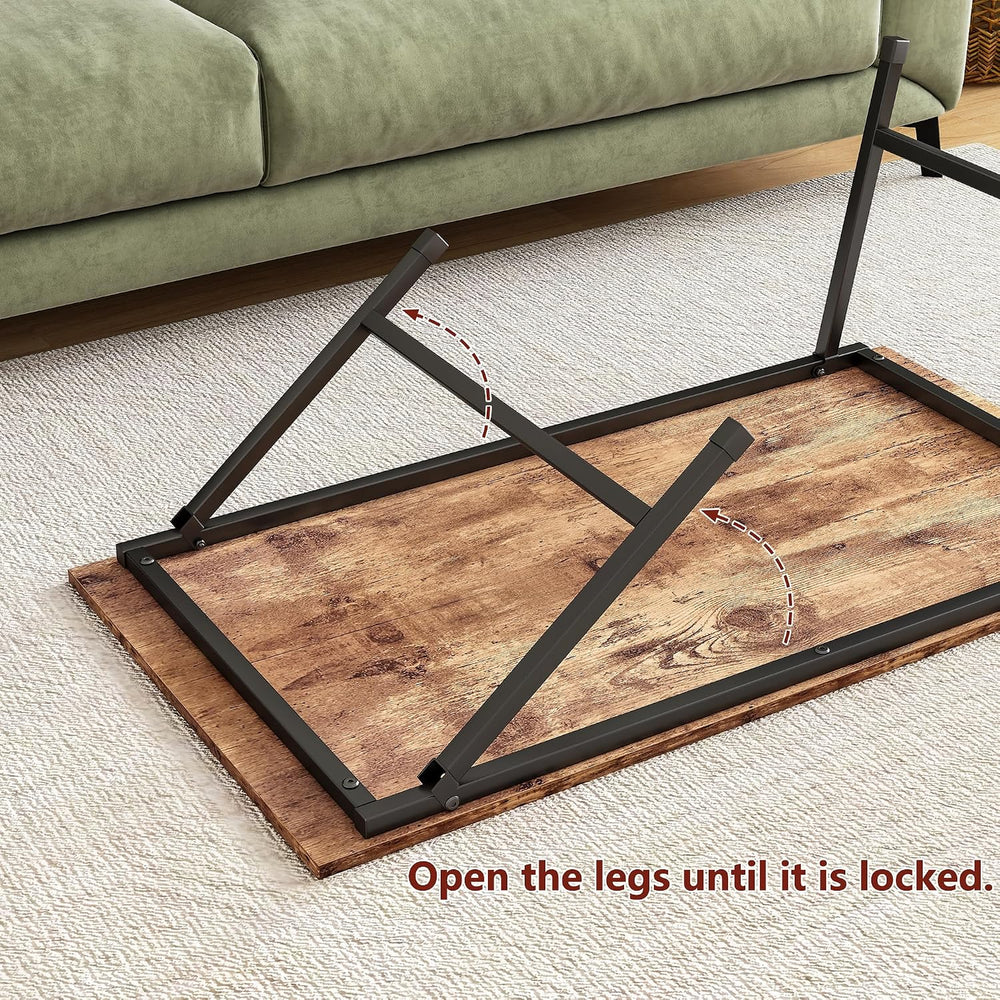 Black Coffee Table Foldable,Simple Modern Rectangular Center Table, Industria...