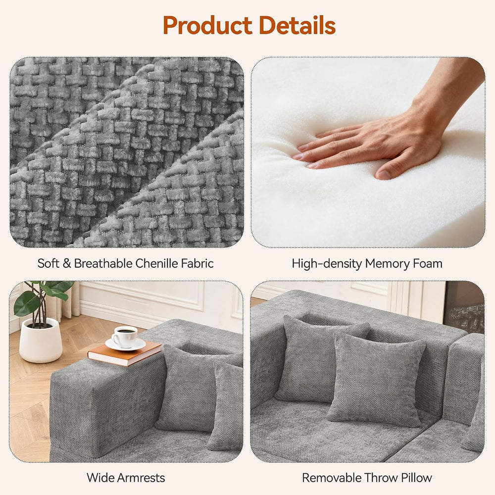 MONVANE 103'' Modular Sectional Sofa, Cloud Sectional Couch with Otto...