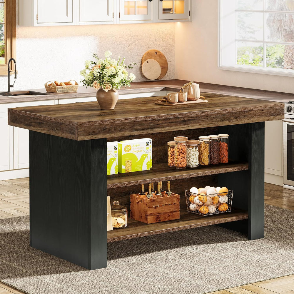 Tribesigns 55-Inch Kitchen Island with Storage, Farmhouse Center Island Table...