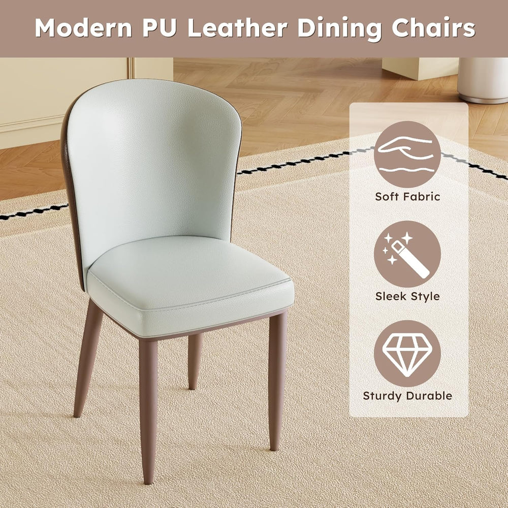 Dining Chairs Set of 2, Modern Faux Leather Dining with Carbon Steel Legs for...