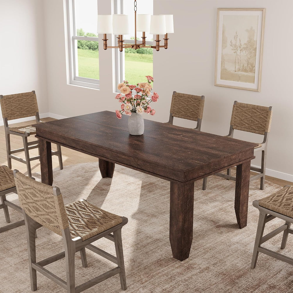 GarveeHome Farmhouse Dining Table for 6-8 People, 71 in Long Kitchen Tables w...