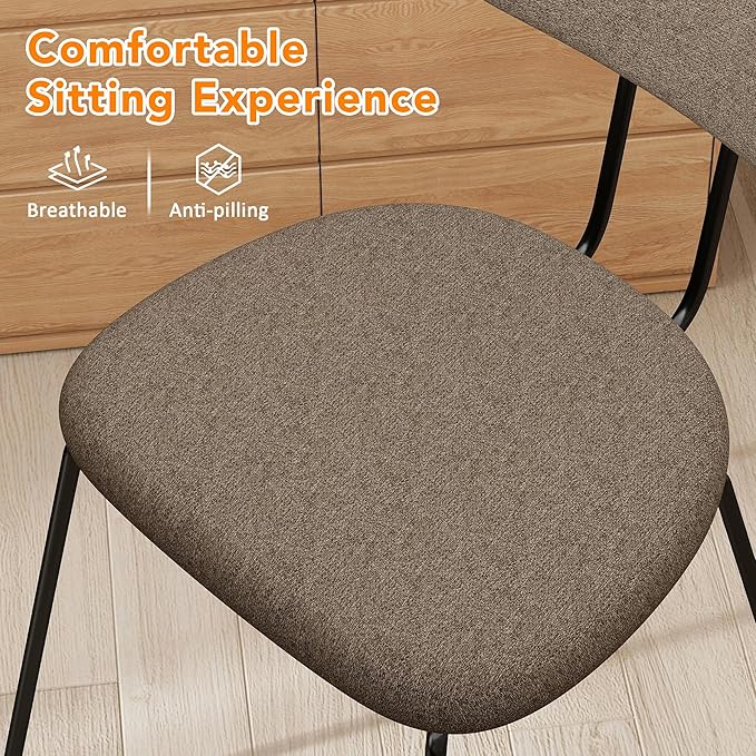 LSSPAID Dining Chairs Set of 2, Linen Fabric Upholstered Dining Room Chairs w...