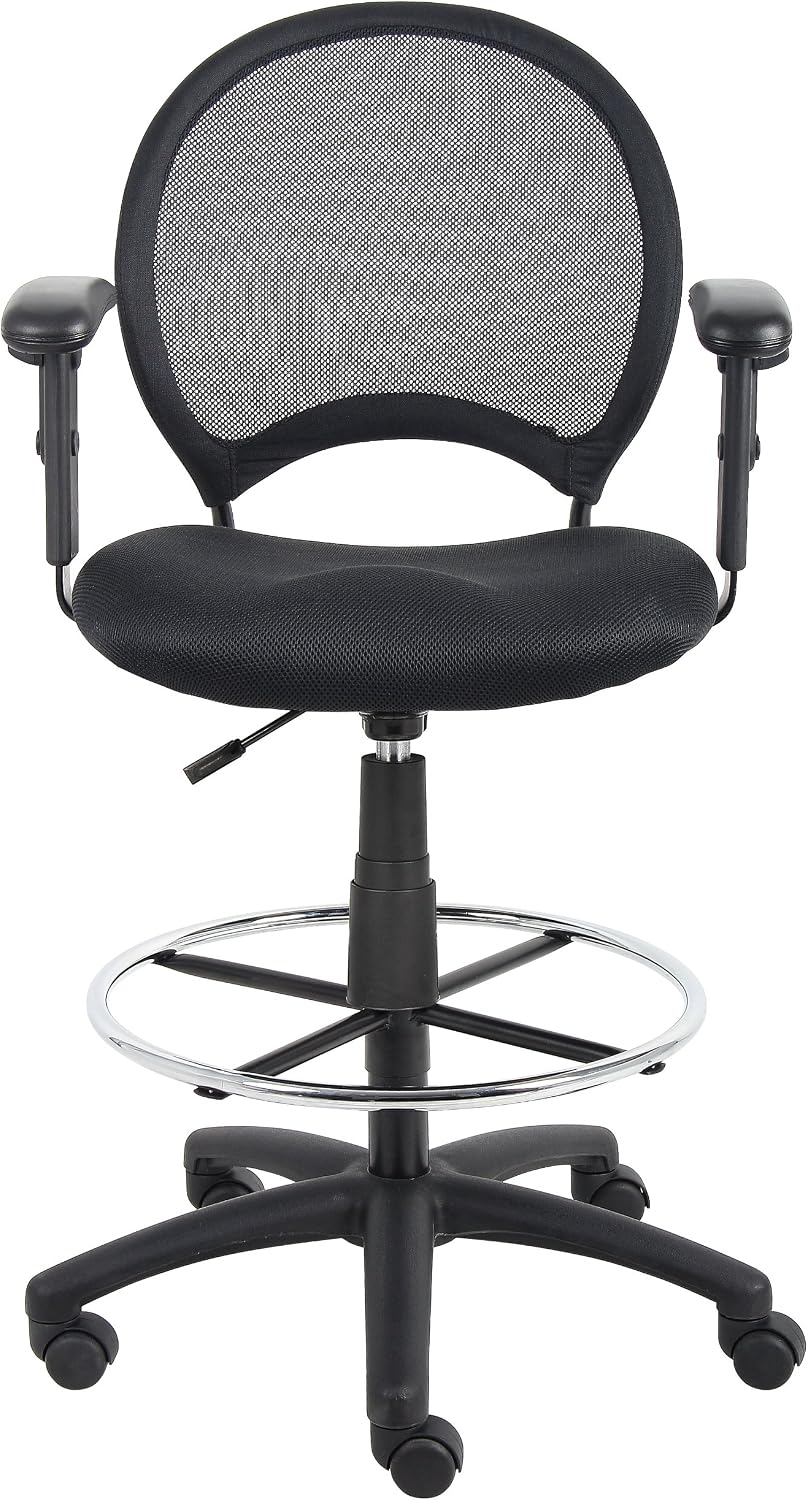 Boss Office Mesh Drafting Stool W/Adjustable Arms (B16216)