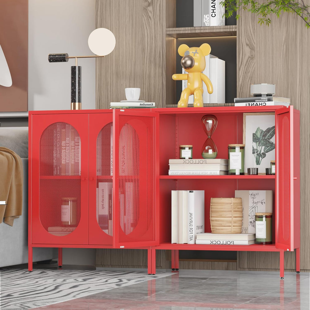 2 Door Accent Cabinet,Metal Storage Cabinet with Adjustable Shelf,Buffet Side...