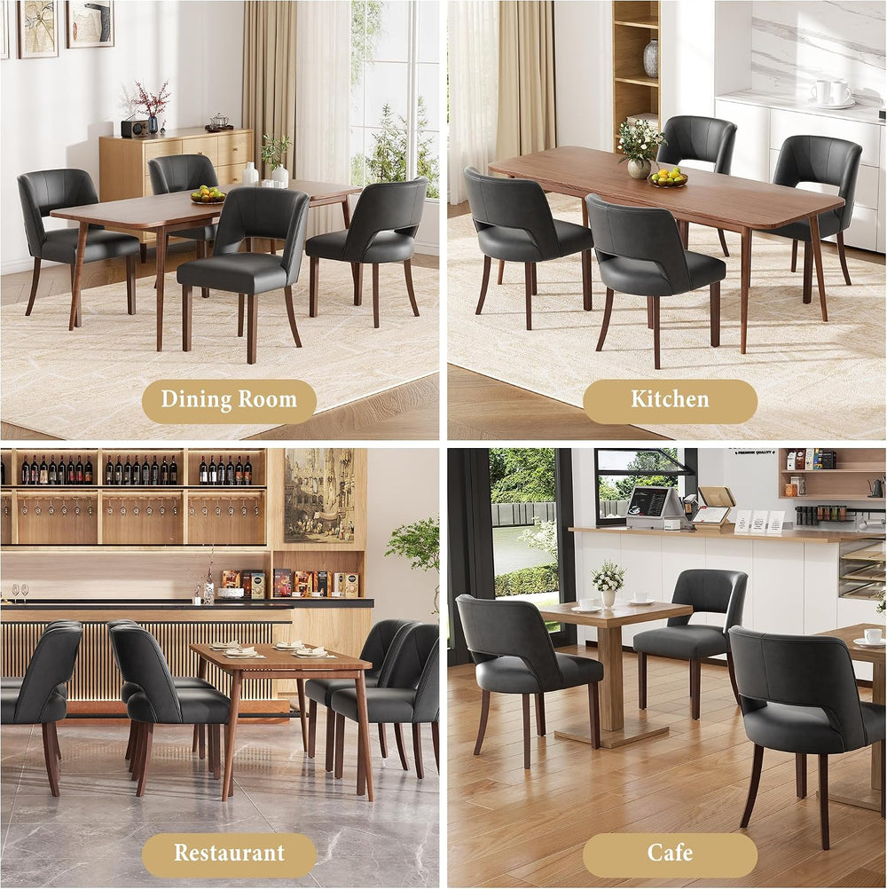 Dining Chairs Set of 6,Modern Dining Room Chairs with Thick Cushions,Faux Lea...