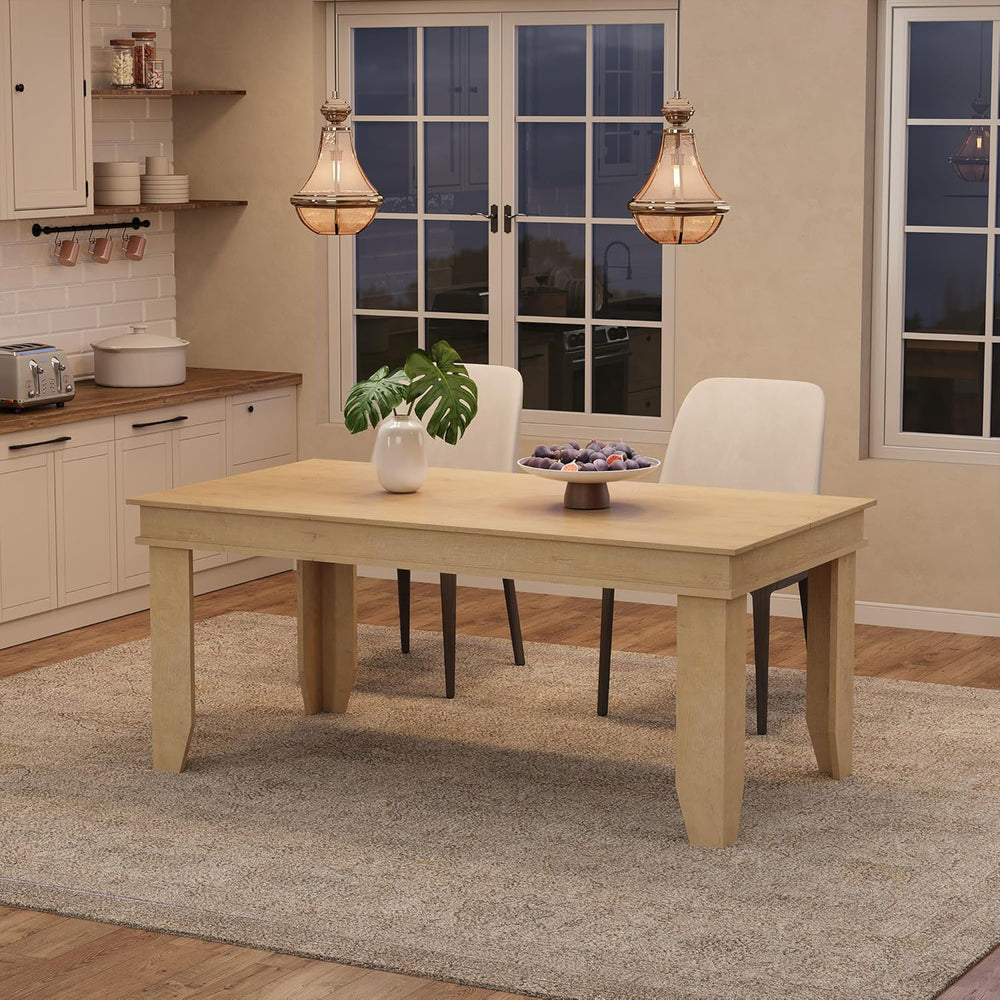 GarveeHome Farmhouse Dining Table for 4-6 People, 63 in Long Kitchen Tables w...