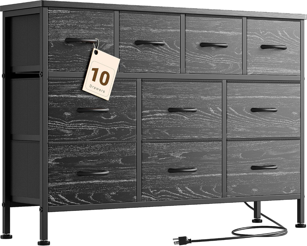 Dresser for Bedroom 10 drawer TV Stand Black fabric dresser for 55'' TV