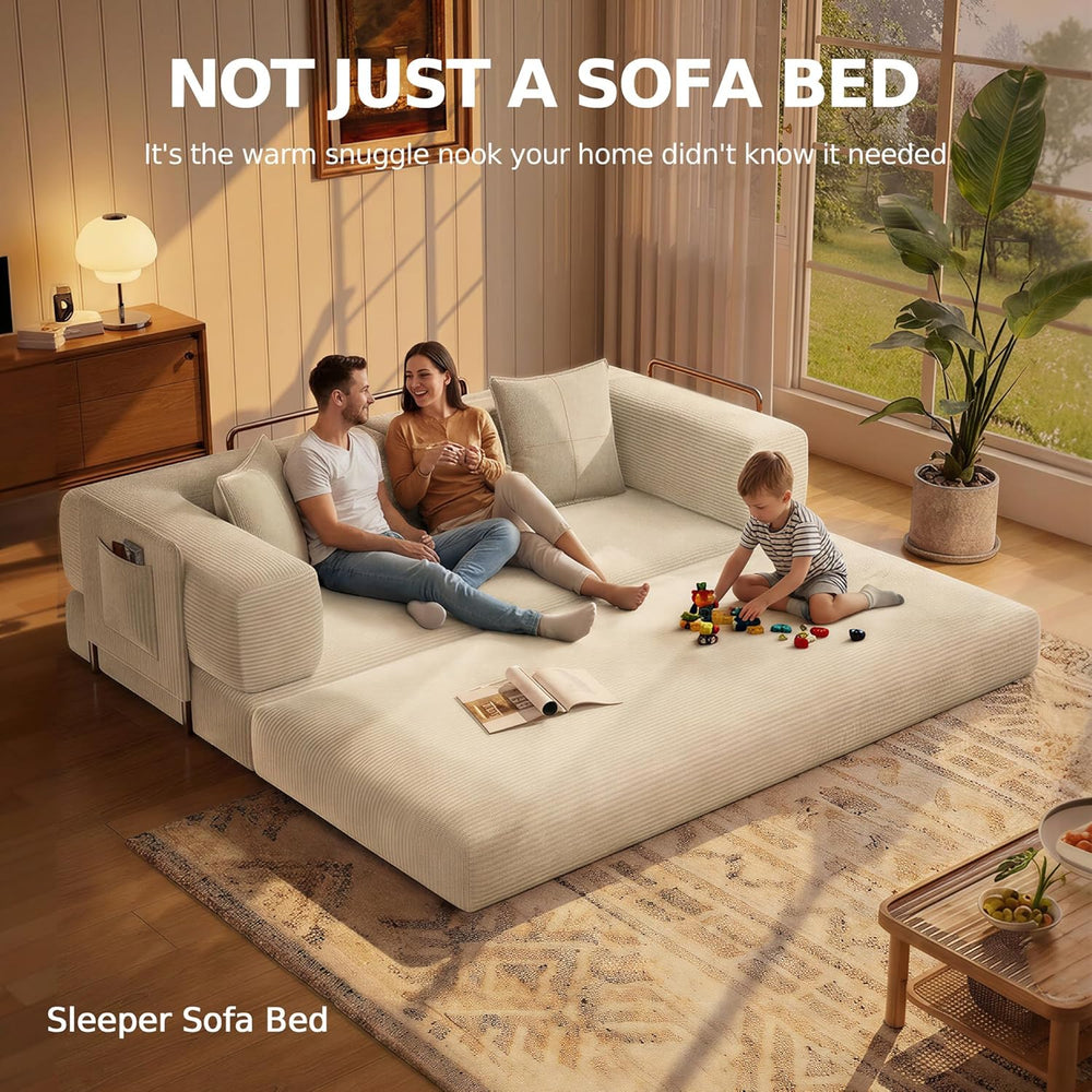 MoonSpeak 78.8'' Futon Sofa Bed, Couches for Living Room | Corduroy C...