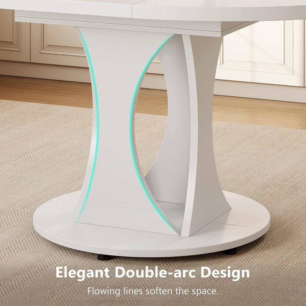 Einhomn Round Dining Table for 4-6, Kitchen Table with Sturdy Double Arc &...