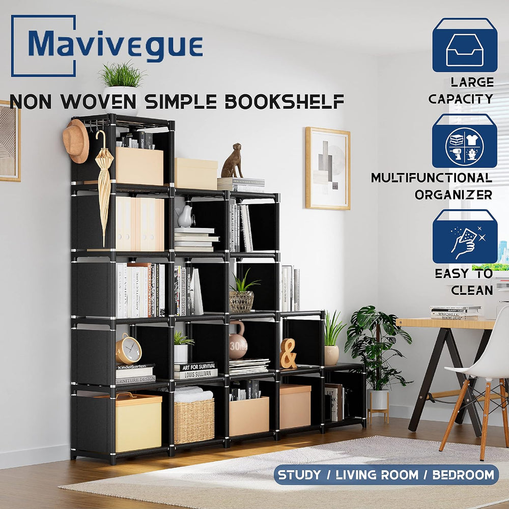 Mavivegue Bookcase, 18-Cube Extra Large Book Shelf, DIY Cube Storage Organize...