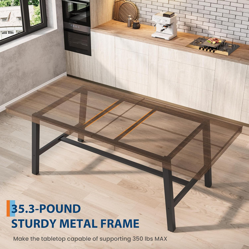 Garvee Industrial Dining Table for 6-8, 78.74" Extra Long Rectangular Ki...