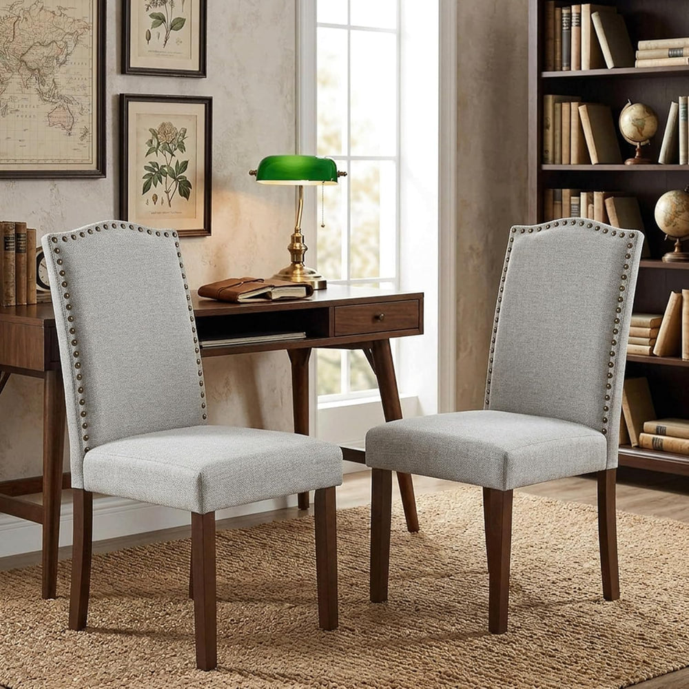 Simple Deluxe Set of 2 Upholstered Parsons Dining Chairs, Fabric Dining Room ...