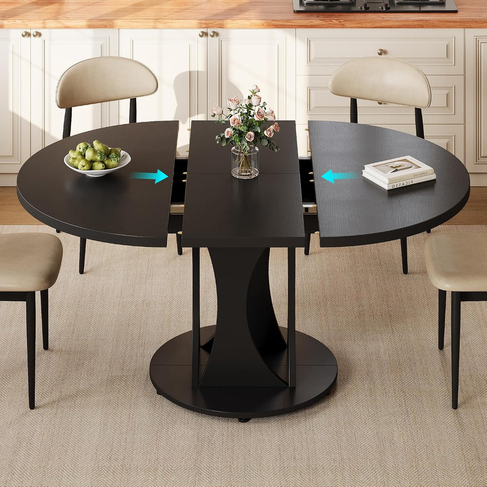 Einhomn 59" Extendable Round Dining Table for 6-8, Kitchen Table with St...