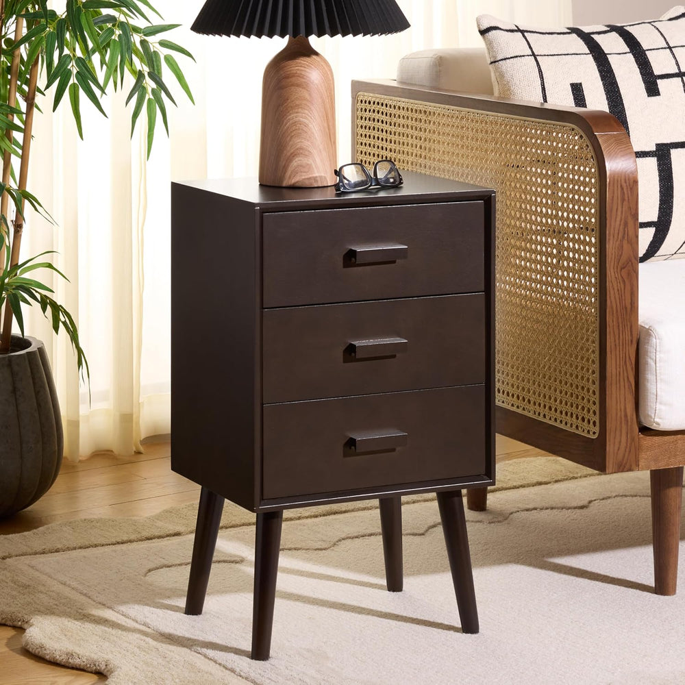 SAFAVIEH Home Collection - Pomona Dark Chocolate Nightstand, 3-Drawer Accent ...