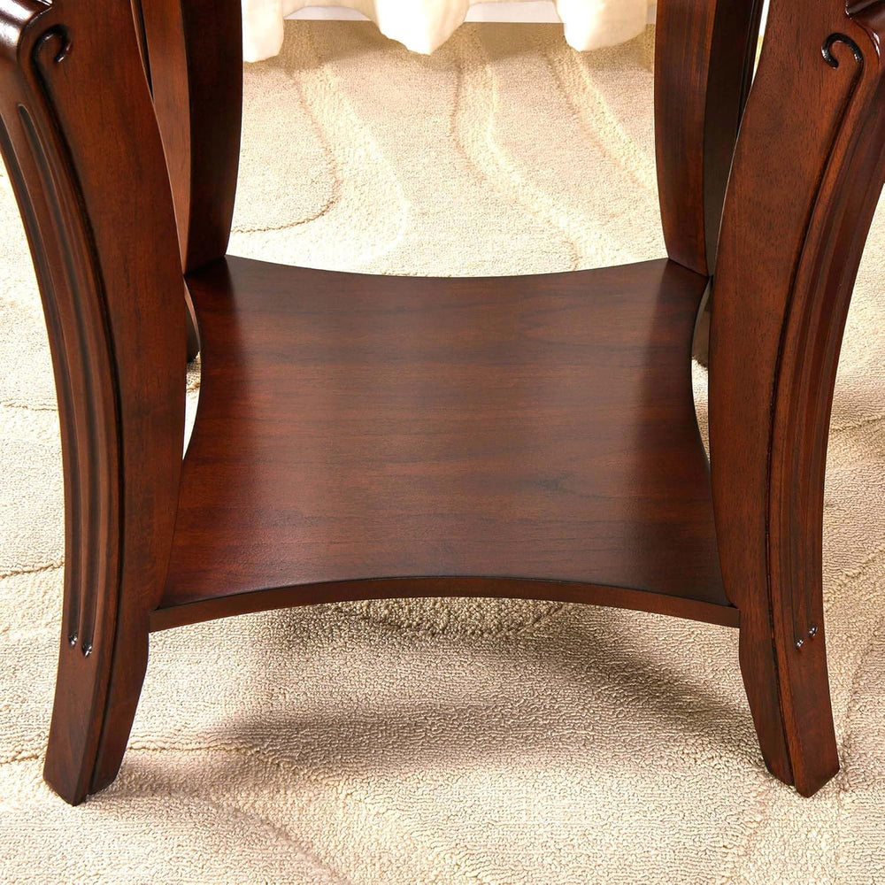 PADMA HOUSE Set of 2 Solid Wood Small End Table with Glasstop, Vintage Square...