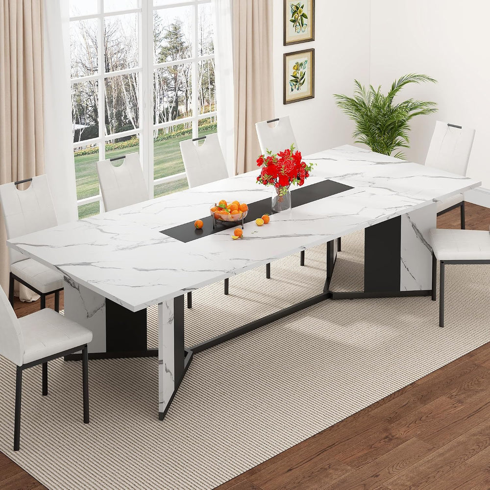 chartustriable Dining Table for 8-10 People,94" Large Modern Kitchen Tab...