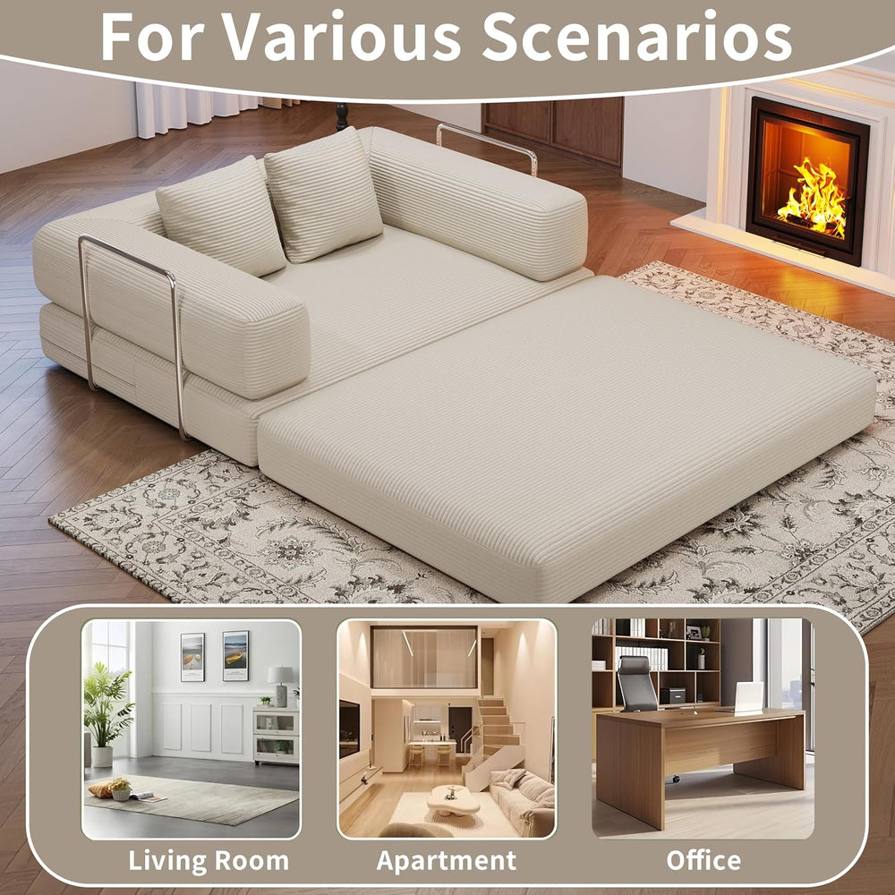 BSHOMGI 4 in 1 Convertible Sofas Couches, Modern Corduroy Futon Bed, Modular ...