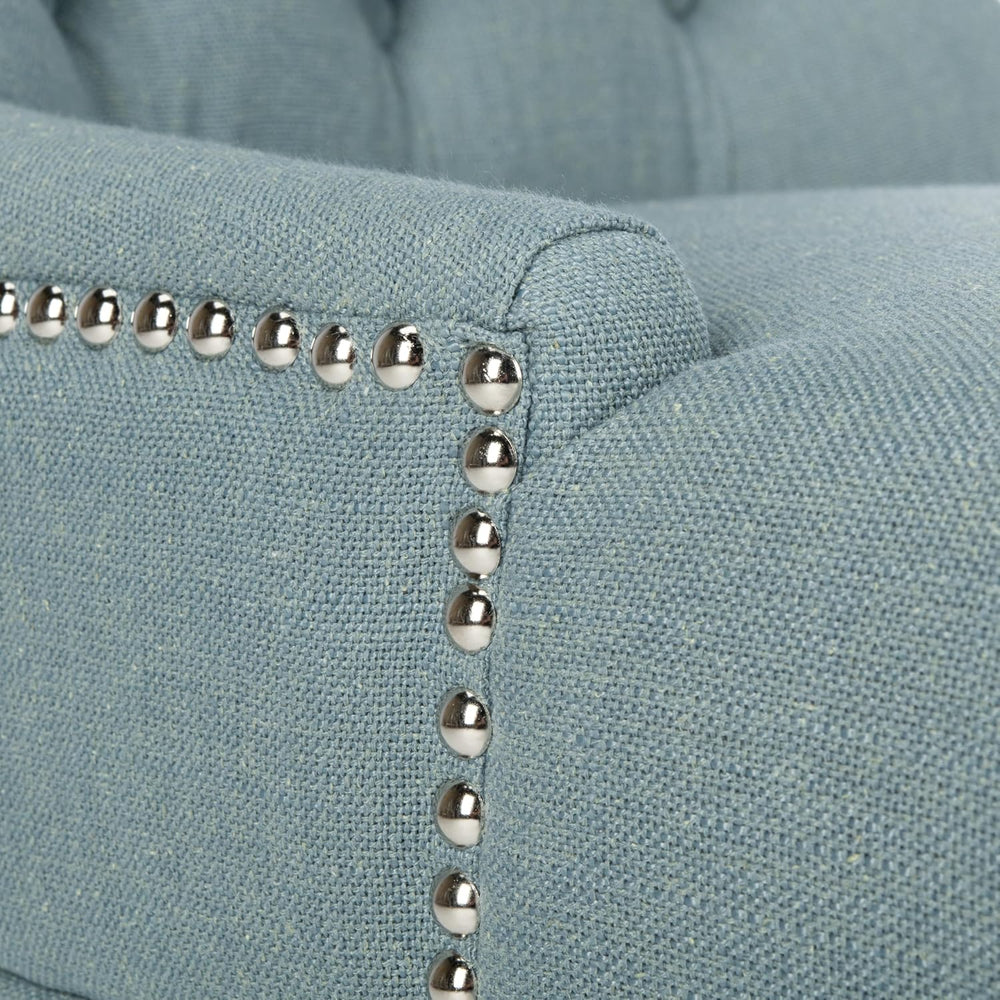 SAFAVIEH Home Collection - Abby Sky Blue Upholstered Dining Chair, Button Tuf...