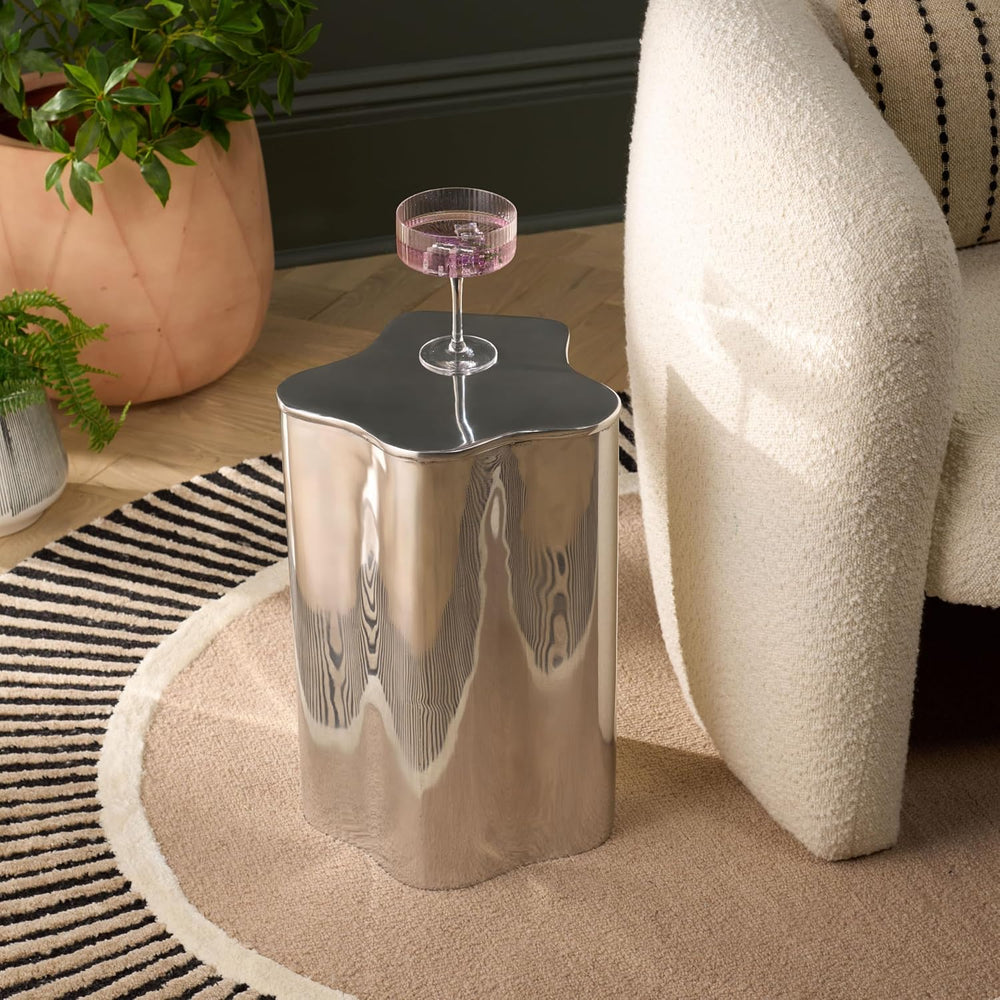SAFAVIEH Home Collection - Tonnie Modern Side Table, Silver Polished Metal, D...