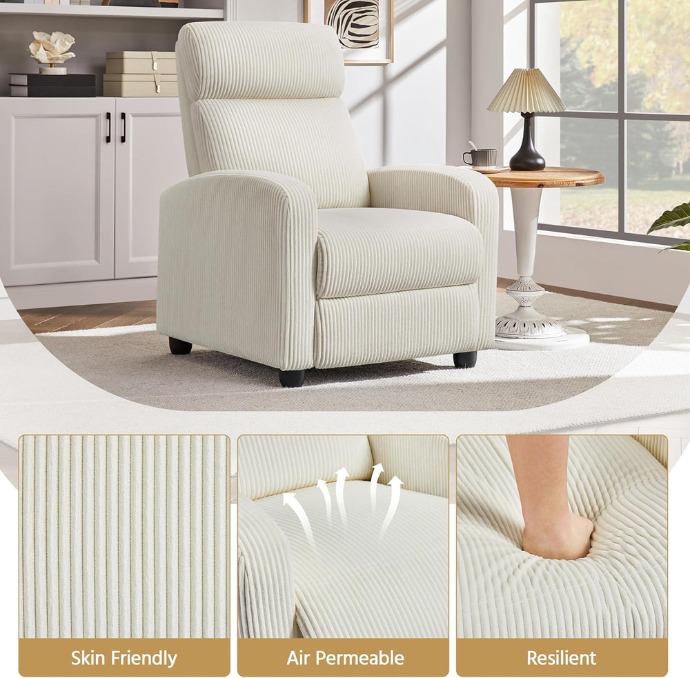 Yaheetech Recliner Chair with 3 Adjustable Angles Living Room Chairs Beige