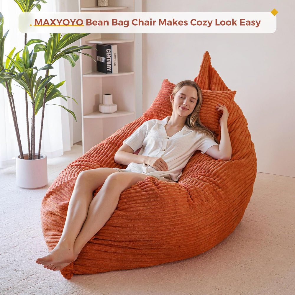 MAXYOYO Giant Bean Bag Chair with Pillow, 3 in 1 Convertible Bean Bag Chair |...