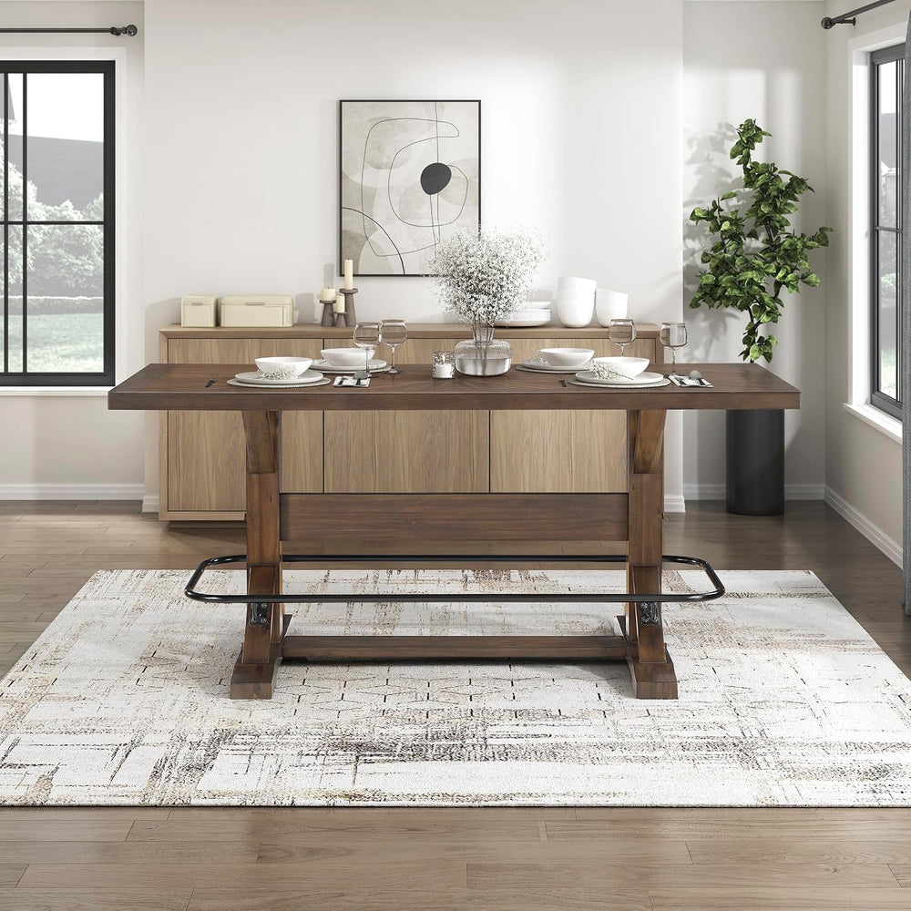 Lexicon 78 Inch Rectangular Counter Height Dining Table for 6, Rustic Farmhou...