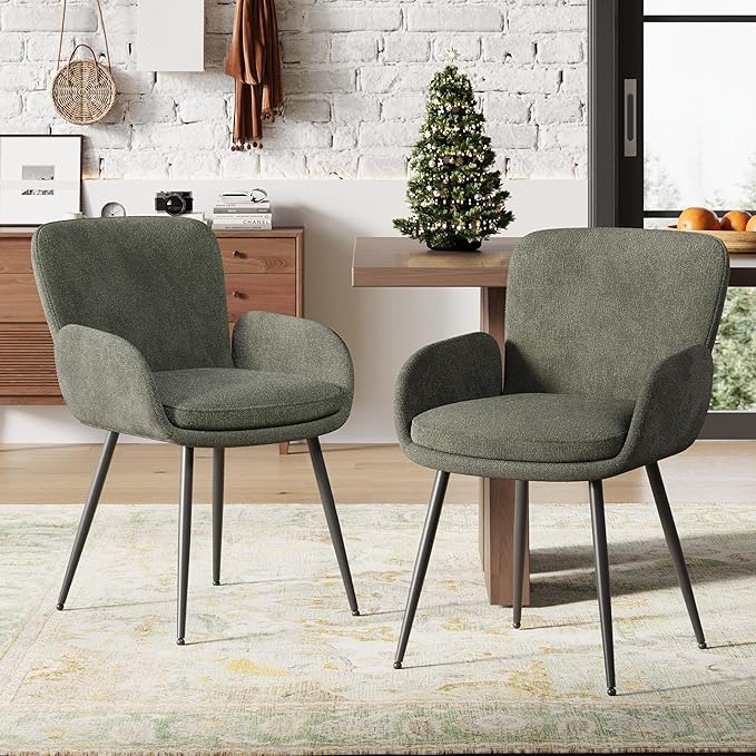 VKNOW Modern Dining Chairs Set of 4, Upholstered Dining Room Chair with Armre...