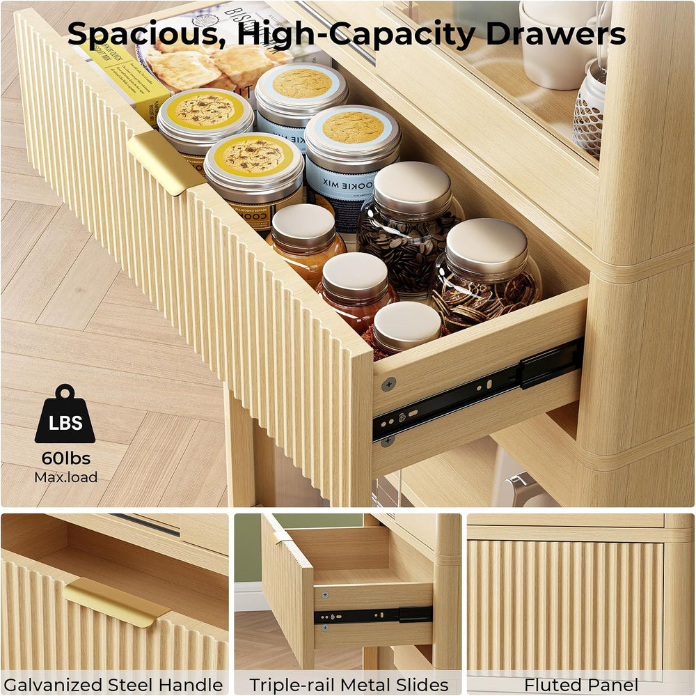 IRONCK 69" Tall Kitchen Pantry, Modern Farmhouse Fluted Kitchen Storage ...