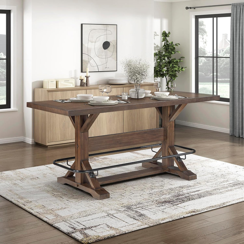 Lexicon 78 Inch Rectangular Counter Height Dining Table for 6, Rustic Farmhou...