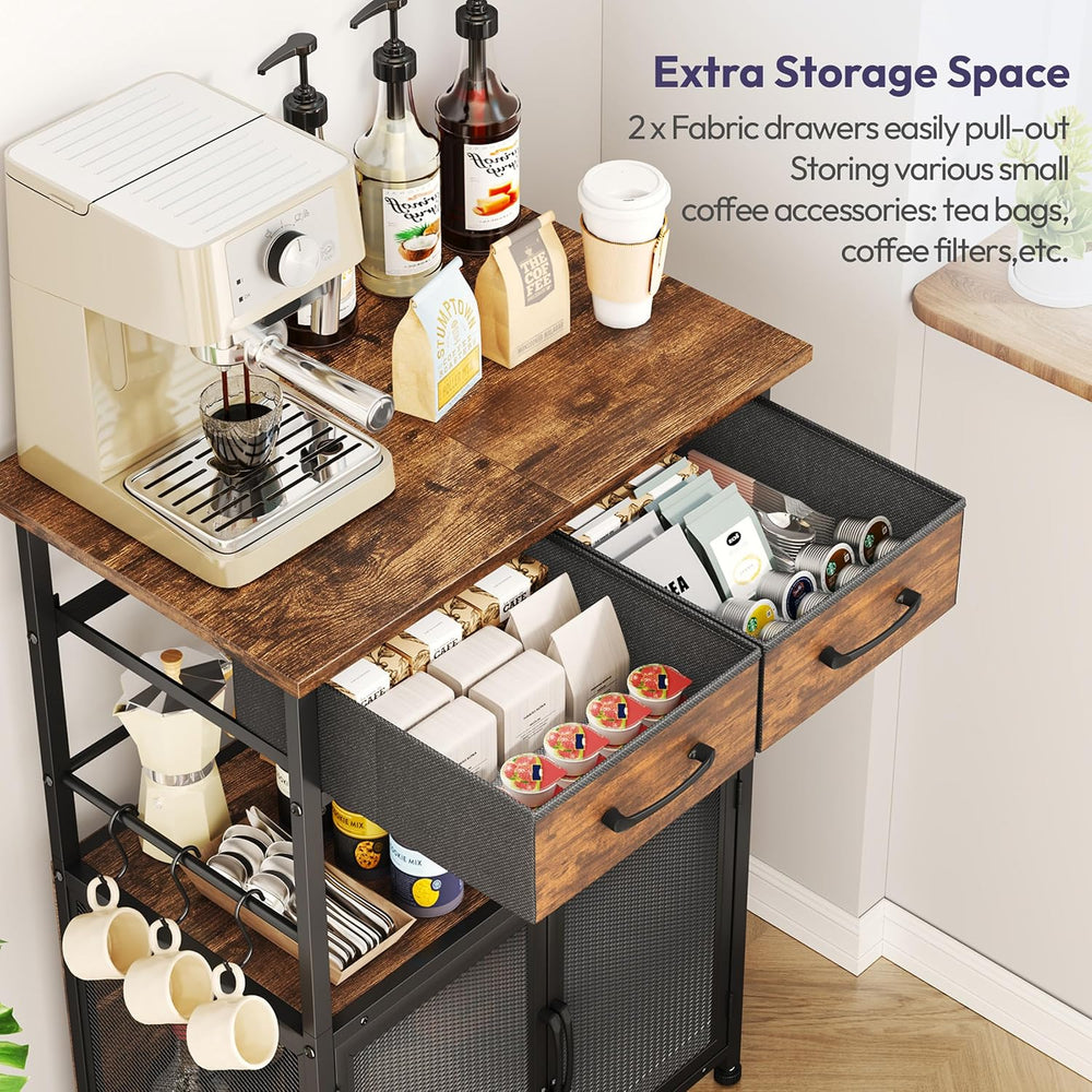 SWTYMIKI Coffee Bar Cabinet with Drawer - 20.47" Coffee Stand Station wi...