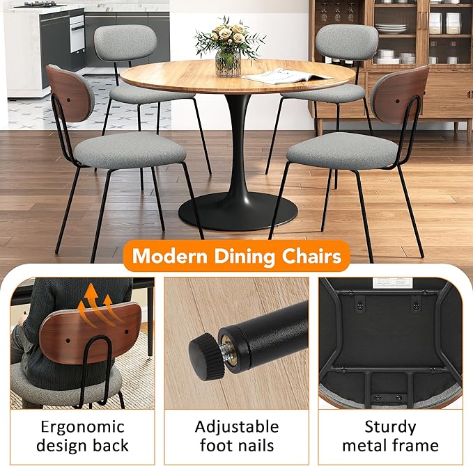 LSSPAID Dining Chairs Set of 2, Linen Fabric Upholstered Dining Room Chairs w...