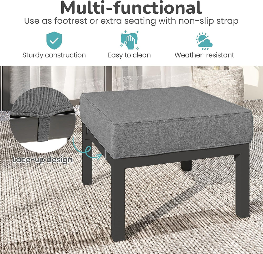 Wisteria Lane Aluminum Patio Furniture Footstools Set of 2, Oversized Outdoor...