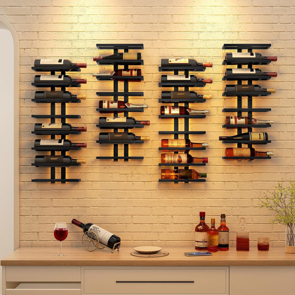 Hoctieon 2-Set 8 Tier Wall Mount Wine Rack (16 Tiers), Wall Racks for Wine Bo...