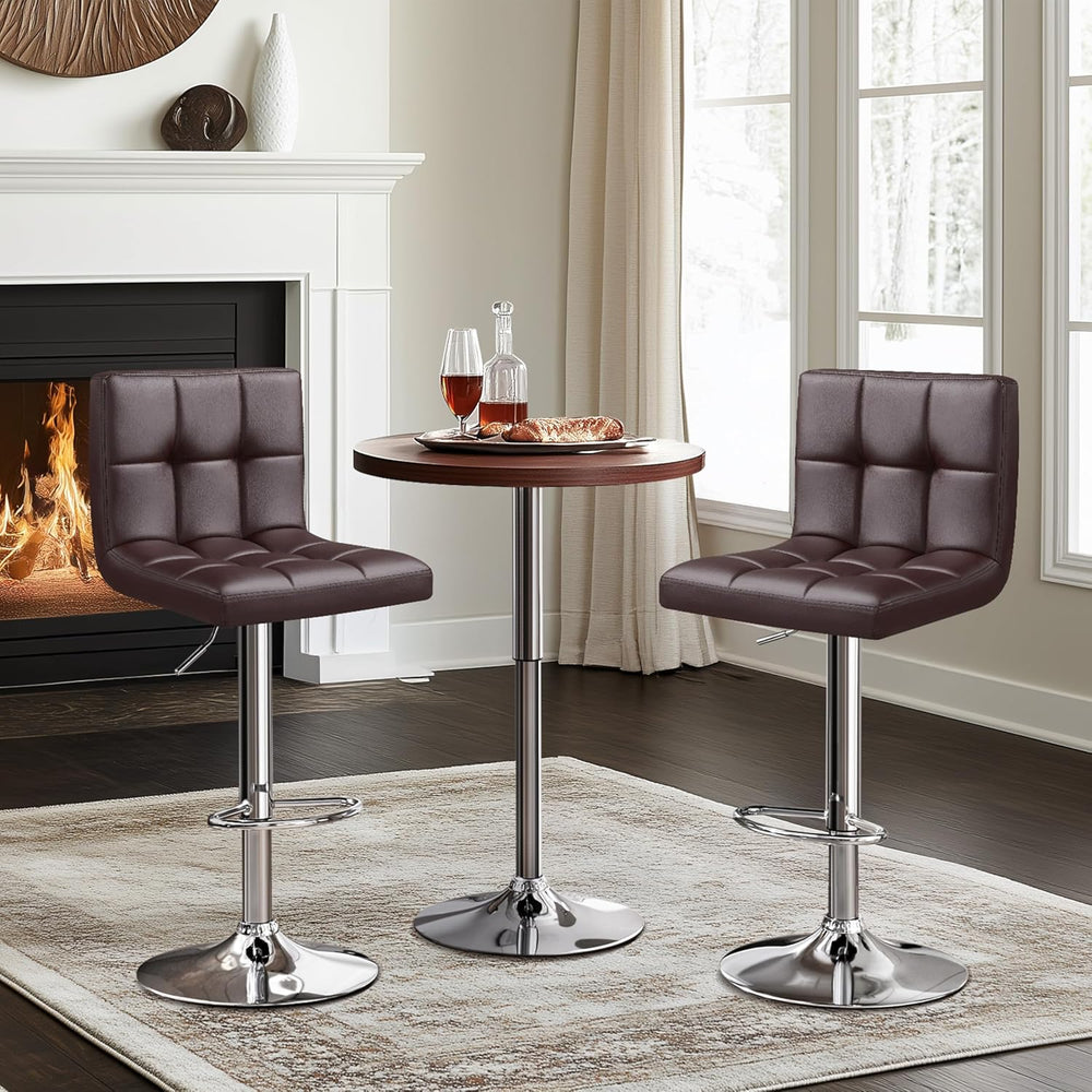 Yaheetech Bar Stools Set of 2 Adjustable Counter Height Barstools Brown
