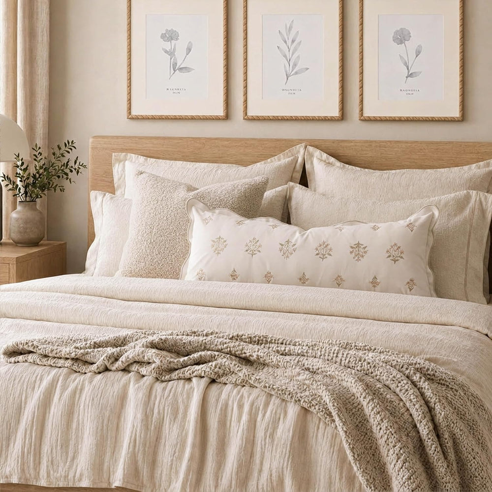 BlissBlush Long Lumbar Pillow Cover 14x36 for Bed, Cream White Velvet Decorat...