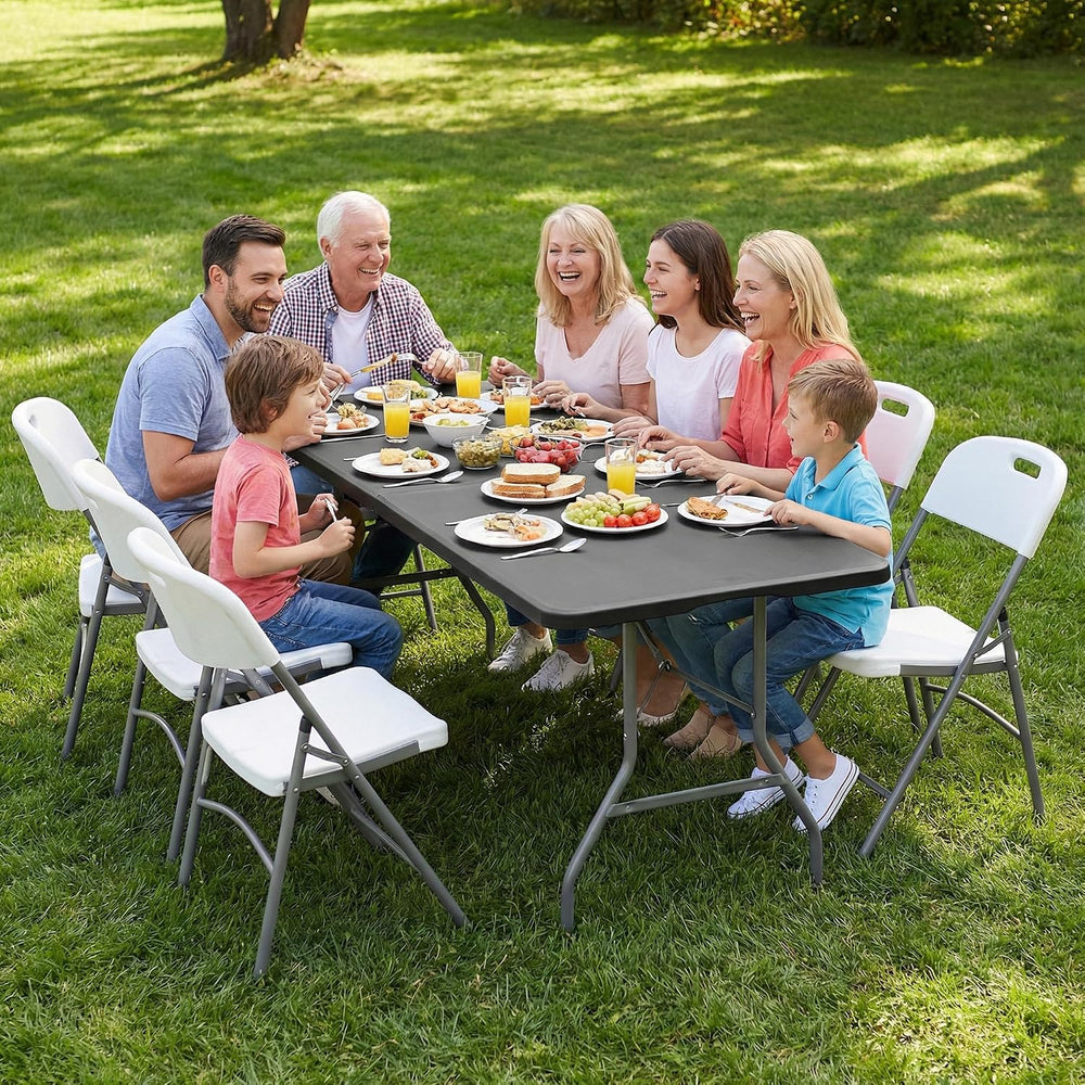 SEALAMB 6FT Portable Plastic Folding Table for Indoor & Outdoor, Heavy Du...