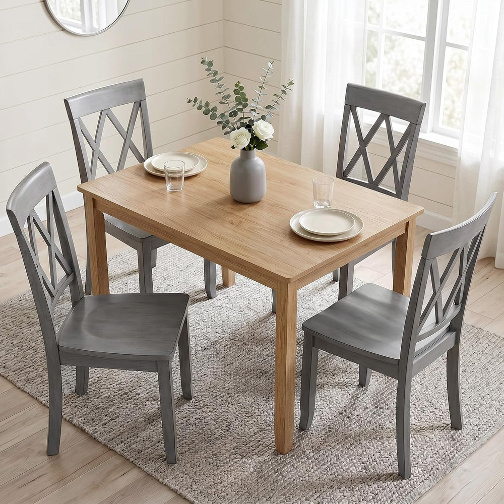 DUHOME Wood Dining Chairs Set of 2 with Cross Back,Grey