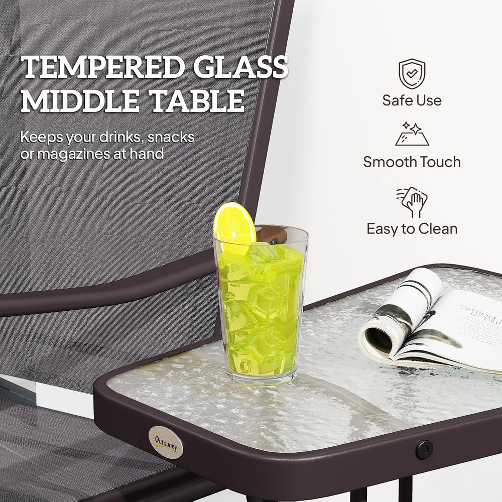 Outsunny Outdoor Glider Chair with Table 2-Seat Patio Loveseat Gray | Rocking...
