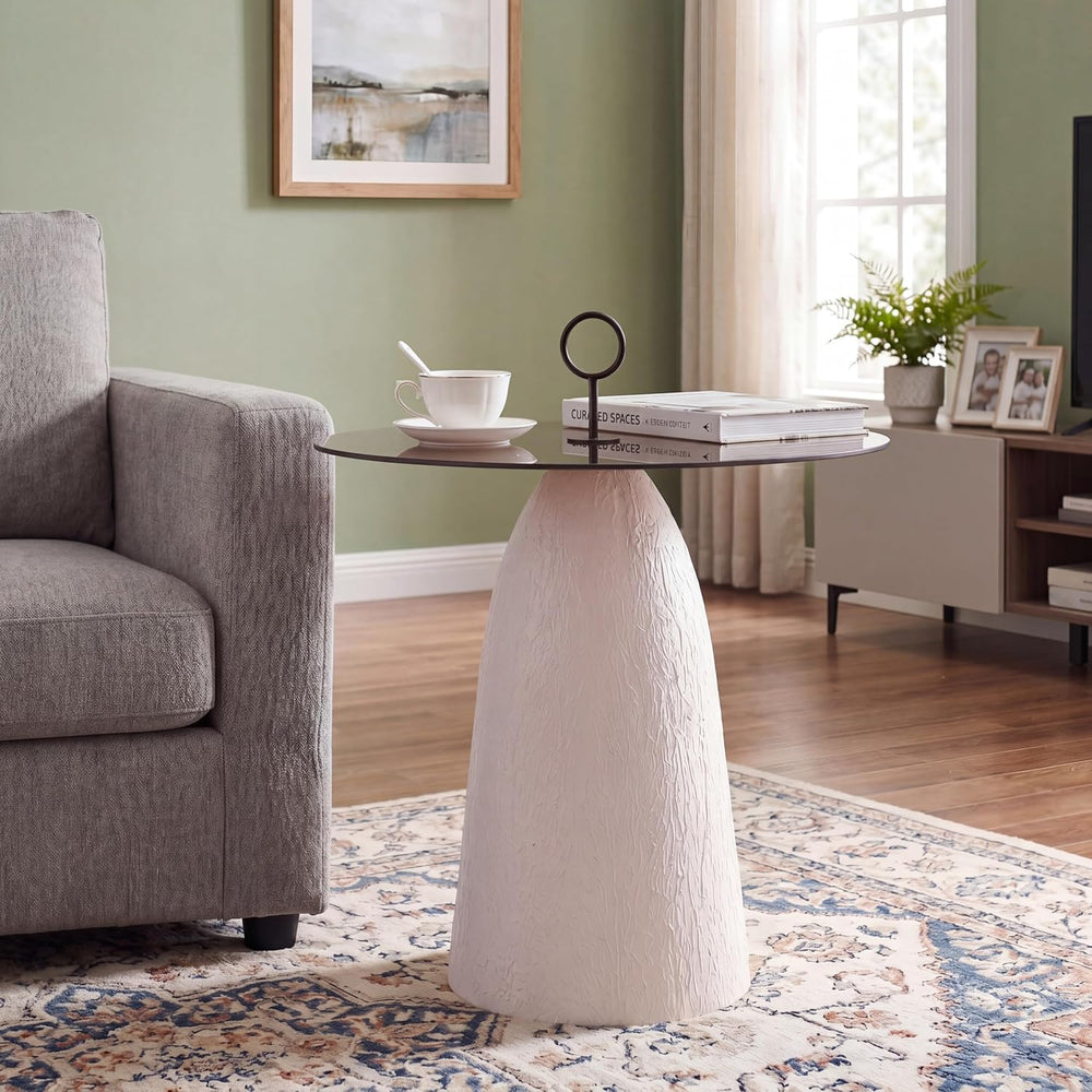 Christopher Knight Home Bruce Modern Coffee Table, Round Side Table with Glas...