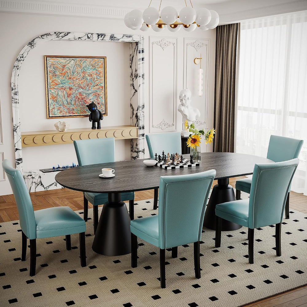 Parsons Solid Wood Dining Chairs Set of 6 with UP High Back, Kitchen Chairs w...