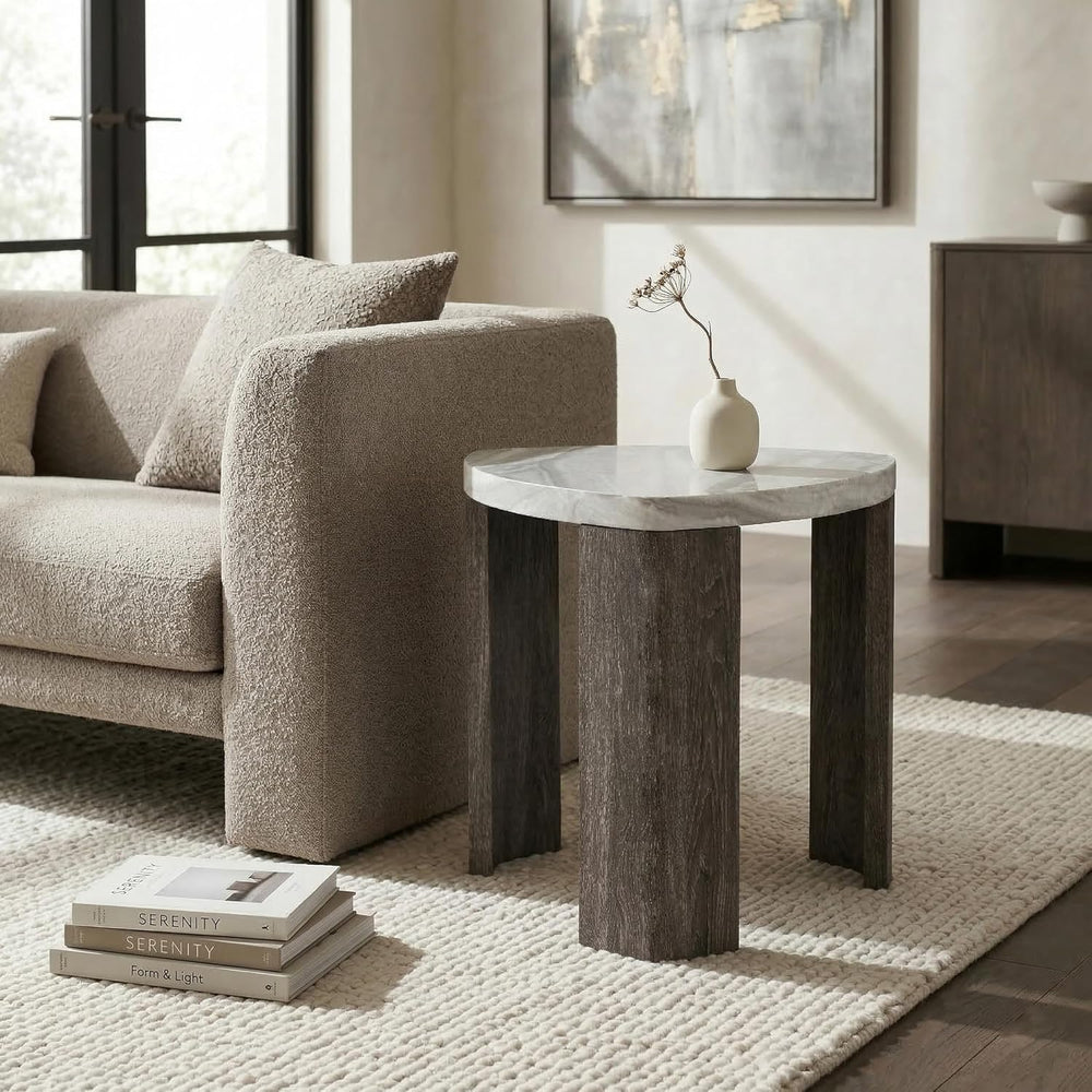 Furniture of America Toralle Modern Solid Wood 24-inch Triangle End Table wit...